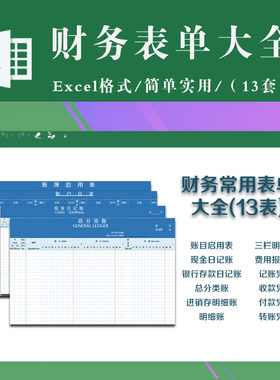 财务常用excel表格大全 账目启用三栏现金日记账记账收款付款凭证
