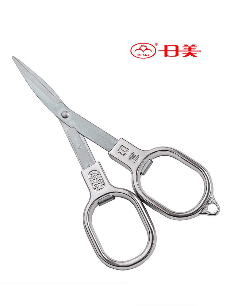 KINDA 일본과 미국 두꺼운 스테인레스 스틸 접이식 소형 가위 풀 아웃 접이식 여행 가위 낚시 가위 야외 휴대용