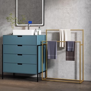 免打孔落地浴巾抹布架挂衣架浴室置物架卫生间房间睡衣收纳挂杆架