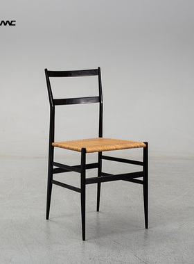 复古北欧superleggera北美黑胡桃木餐椅真藤编织靠背设计师轻鸿椅