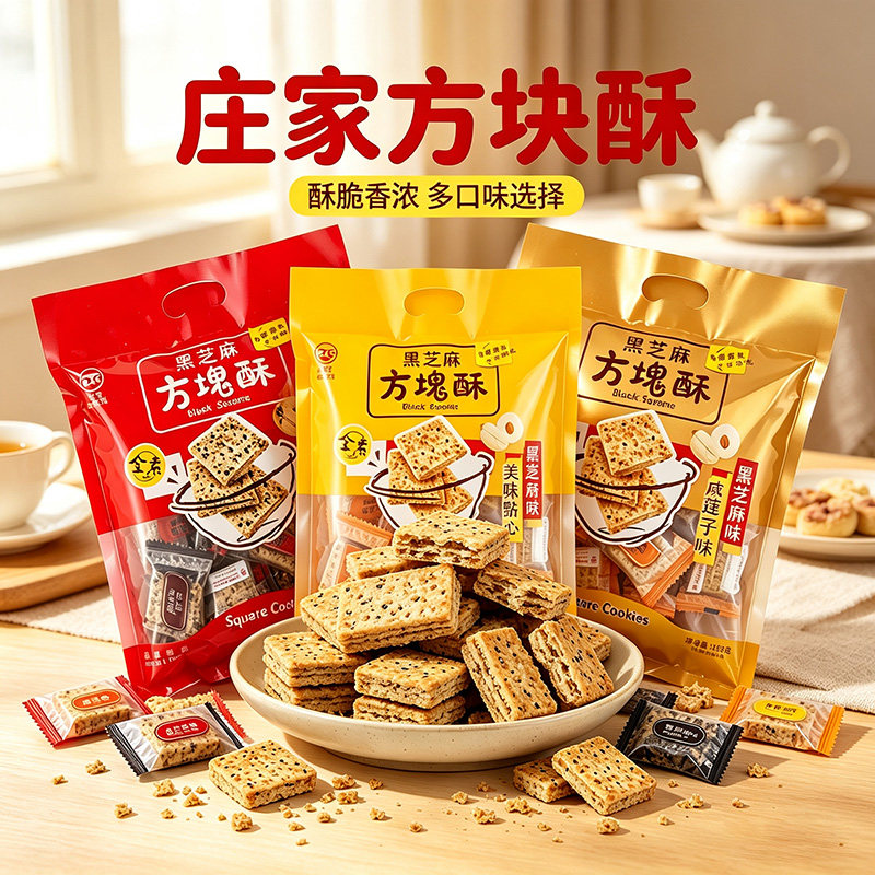台湾进口庄家锦泰昌方块酥150g千层酥牛轧饼干烘焙原料全麦咸蛋黄