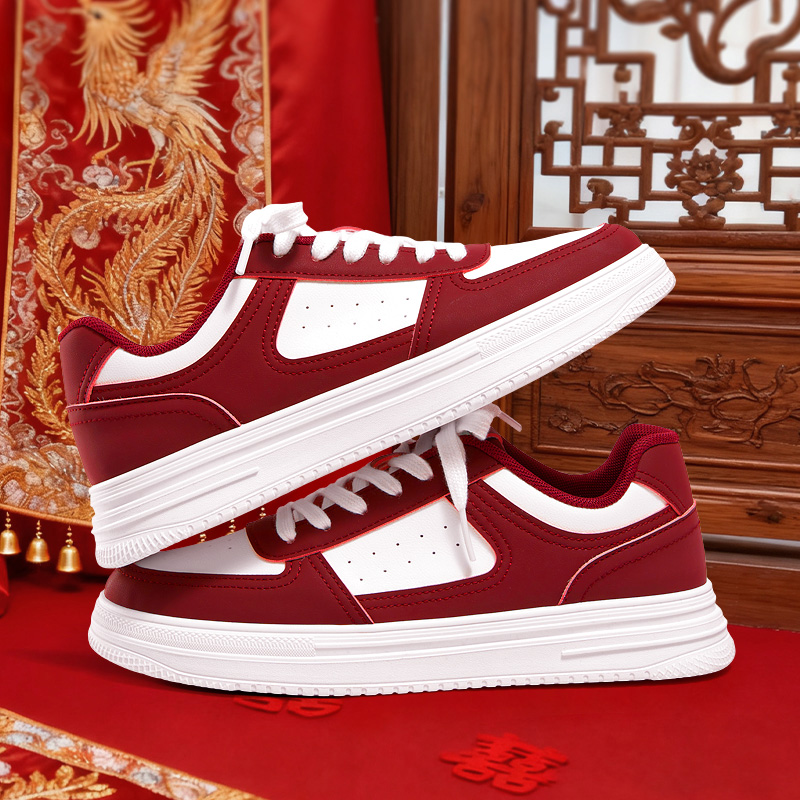 回力男鞋2025秋季新款厚底板鞋百搭红色鞋子男款皮面休闲运动鞋男