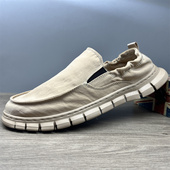 2025春夏季 日常开车 软底轻便防滑一脚蹬懒人男鞋 薄款 透气休闲布鞋