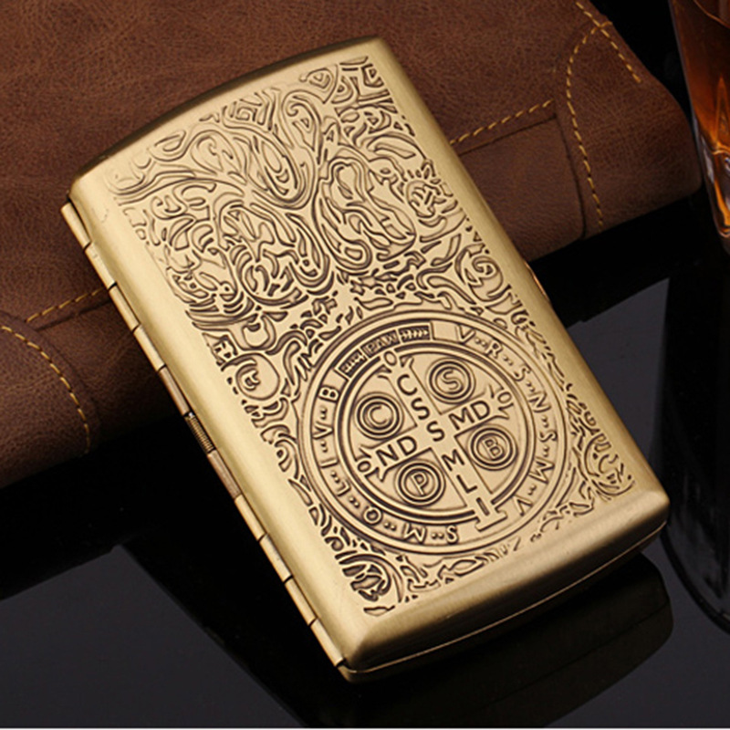 超薄烟盒12支装康斯坦丁铜制金属烟盒烟夹创意个性男士香菸盒烟具