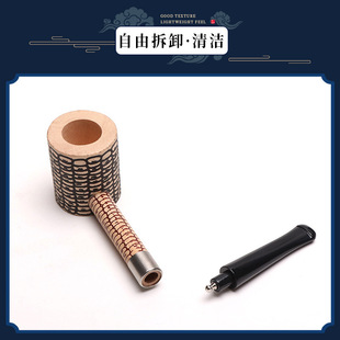 新款纯手工打磨青冈木3mm烟道仿玉米斗轻盈直销直式实木烟斗