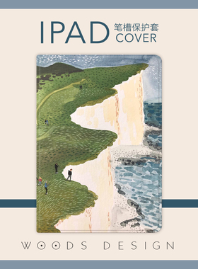 woods美术生ins风悬崖2019款10.2寸9.7寸mini5笔槽ipad12.9保护套