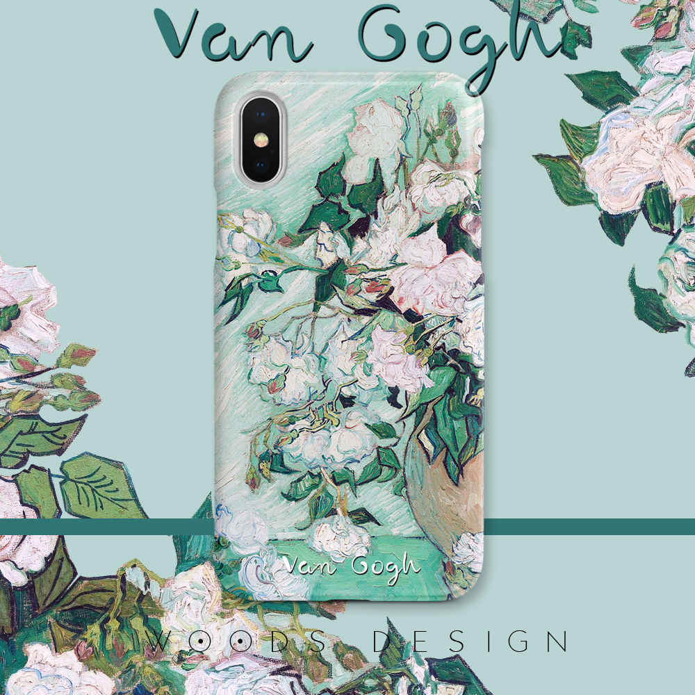 苹果梵高薄荷绿华为油画风手机壳