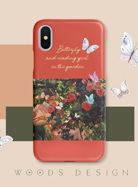 woods落日橙适用于苹果16/13pro/17promax/11软壳磨砂iphone15promax文艺油画手机壳