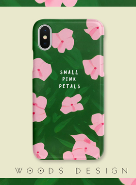 woods墨绿小花适用iphone16promax17pro/i14/i13/15promax/11/xr油画文艺苹果手机壳