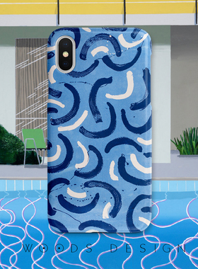 woods大卫泳池浪花17promax/13pro/i16/i12/xr/xs max苹果14适用于iphone15pro手机壳