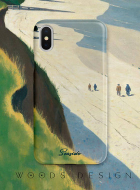 woods原创海边惬意极简iphone16promax/17pro油画13pro/14pm/i15pro/i12pro苹果手机壳