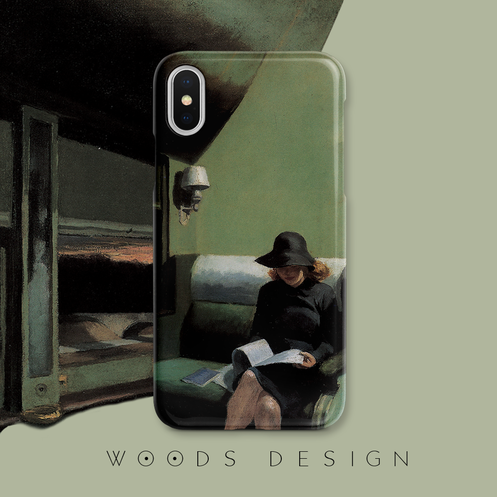 woods原创文艺墨绿iPhone16/17promax霍普名画苹果15/14/iPhone12油画手机壳