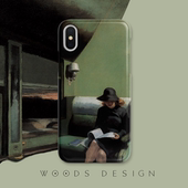 woods原创文艺墨绿iPhone16 17promax霍普名画苹果15 iPhone12油画手机壳