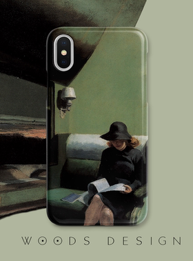 woods原创文艺墨绿iPhone16/17promax霍普名画苹果15/14/iPhone12油画手机壳