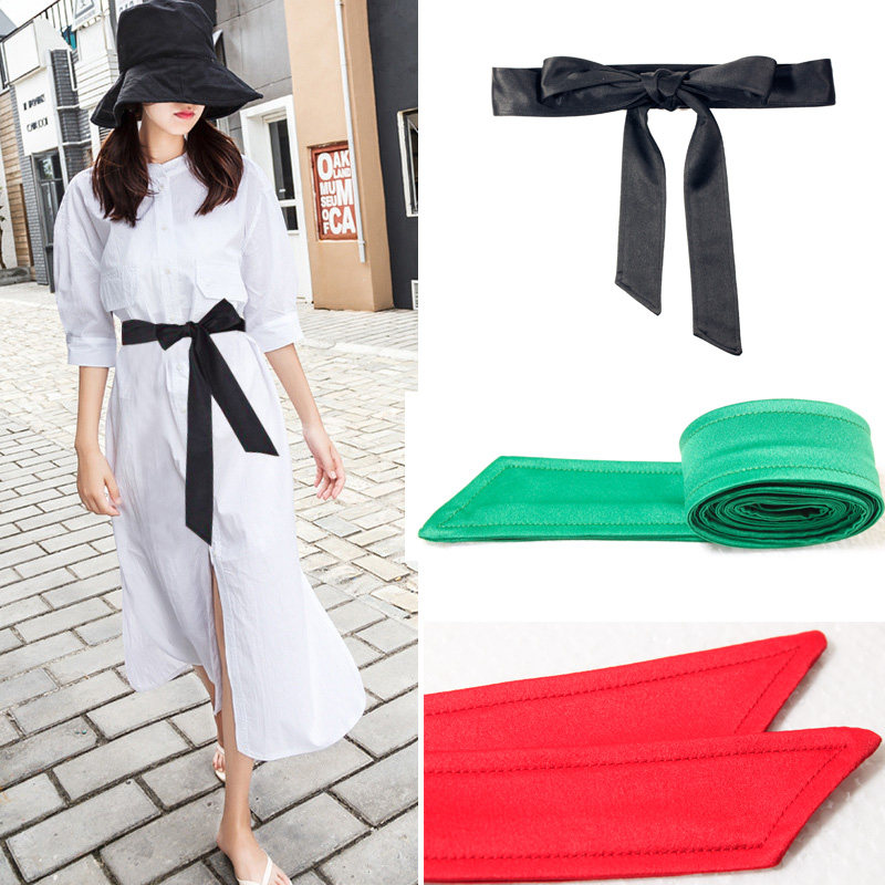 夏季腰带女士布腰带百搭窄腰封丝缎连衣裙子衬衫毛衣大衣绑带腰带