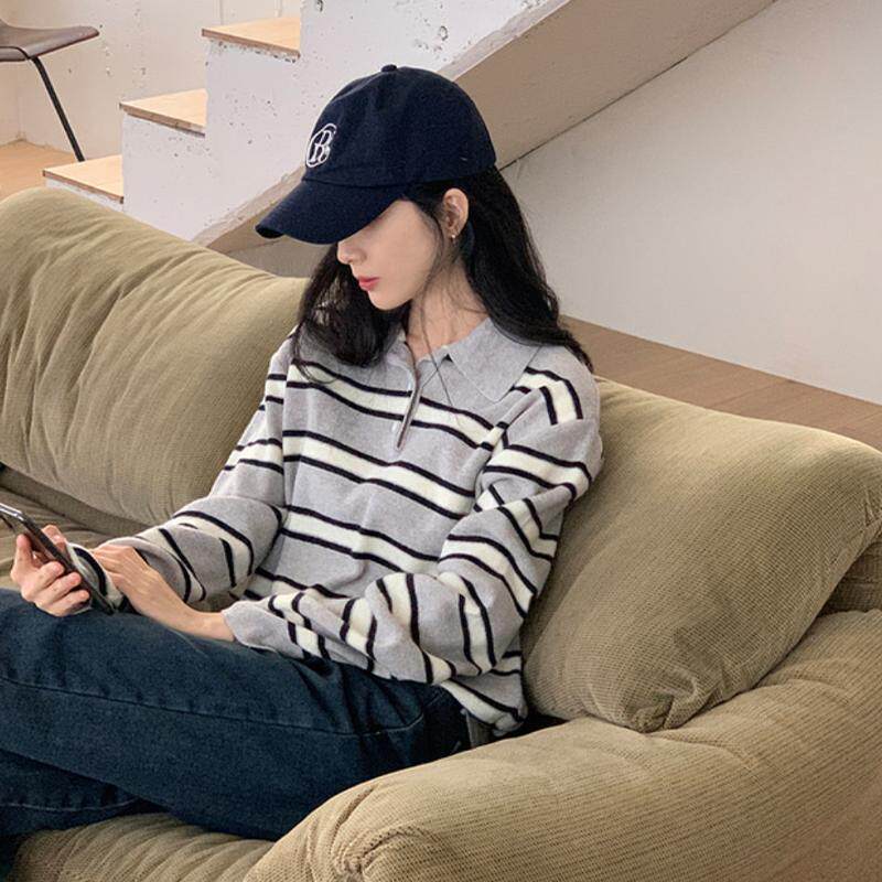 现货Polo领条纹针织上衣羊毛80