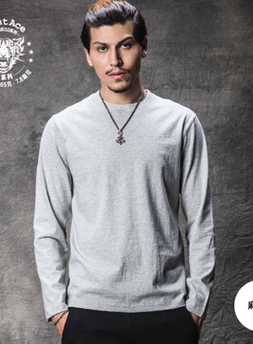 PrintAce Vintage咔叽复古超级重磅桶织无缝大身圆领长袖T恤6162