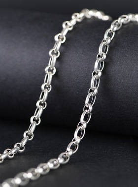 大小圈配链 S925银项链复古风随性搭配圆环o字链男女款银饰颈链饰