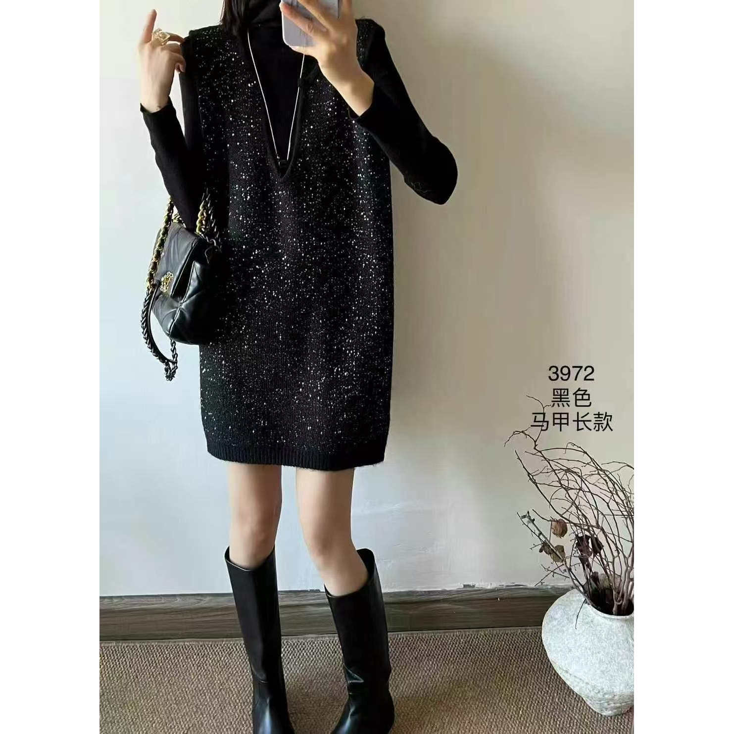 2024流行毛衣裙加肥加大显瘦