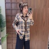 新品 大码 女士衬衣格子衬衫 宜语析秋季 开衫 加肥加大200斤上衣5592