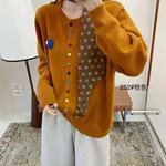 大码女装遮肚子彩色扣毛衣针织开衫女秋冬胖妹妹宽松显瘦上衣252