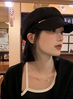 秋冬复古显脸小帽子假发一体女潮