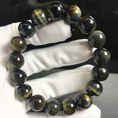 手链简单大方黄蓝彩虎眼石 天然男士 东泰珠宝天然水晶手链男 男士