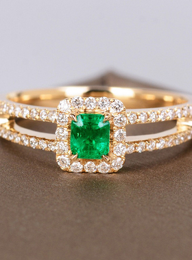 戒指祖母绿复古天然女款奢华18k