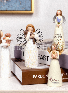 跨境热销天使摆件家居卧室客厅书房玄关桌装饰品乔迁结婚节日礼品