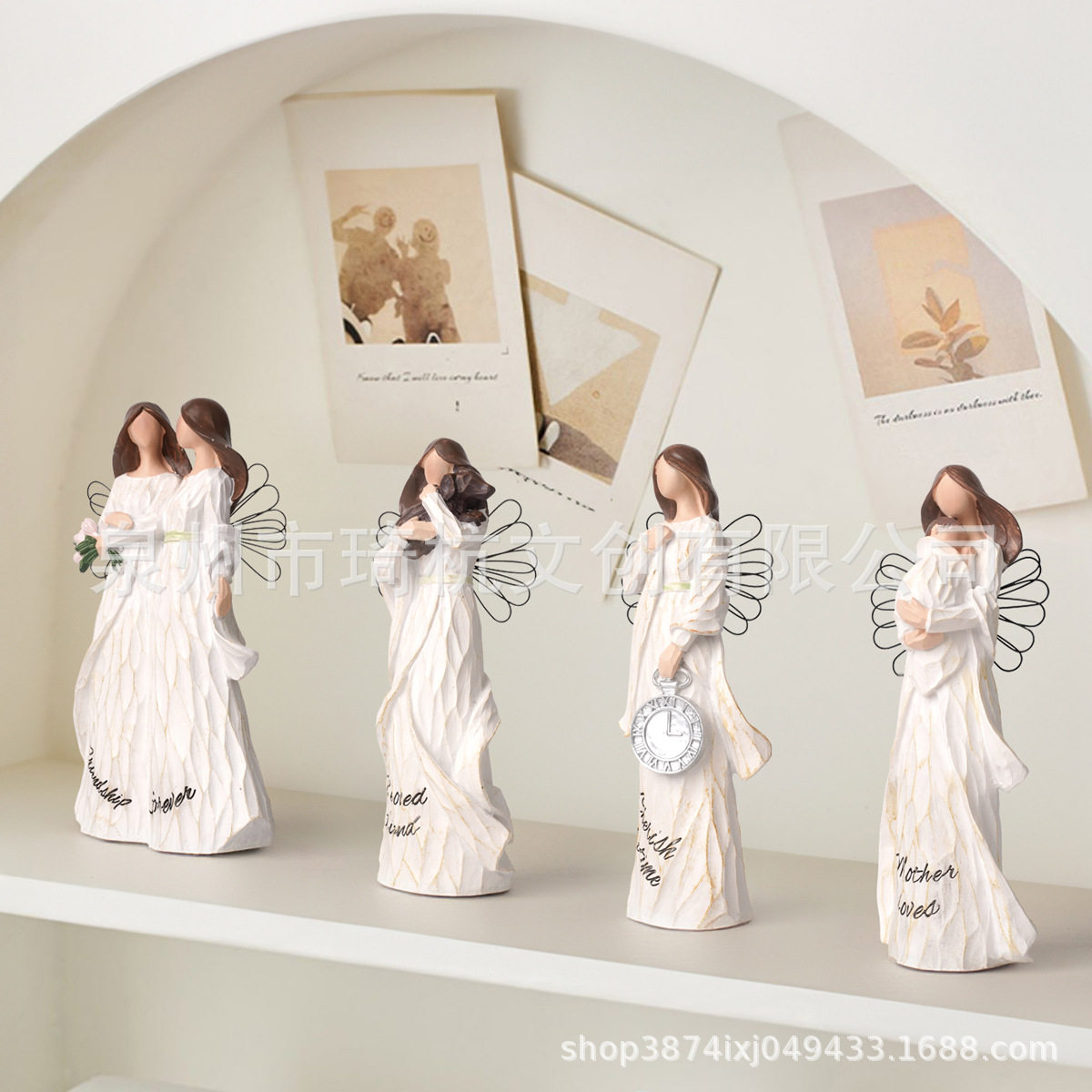 跨境热销新品亲情系列家居桌面姐姐抱狗提钟仿木刻树脂工艺品摆件,家居饰品,桌面摆件,淘宝优惠券,粉丝福利购,淘宝优惠卷