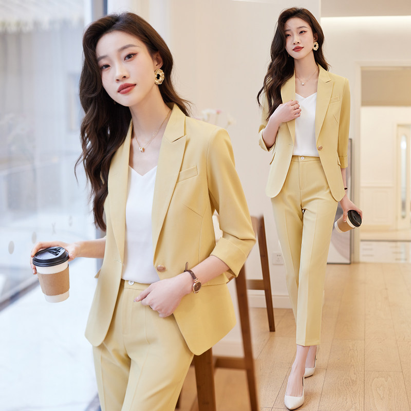 西装套装女夏季薄款2026新款高级感小个子休闲西服外套职业工作服图片