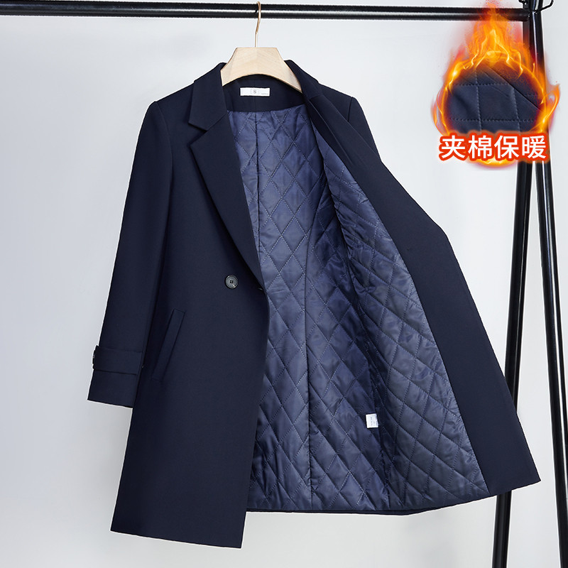 中长款西装风衣外套女秋冬2026新款高级感职业工作服大衣冬季加厚