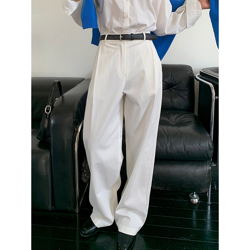 白色高腰直筒简约百搭休闲裤