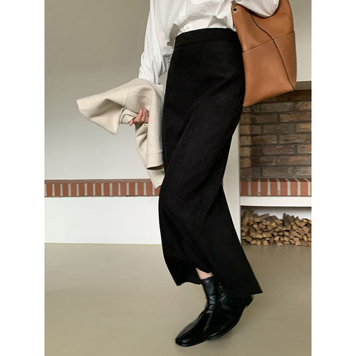 气质通勤长款秋冬高腰半身裙