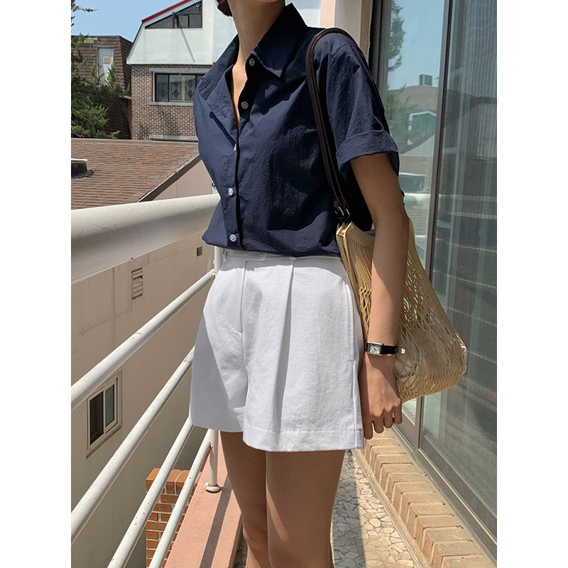 薄款翻领休闲短袖衬衫简约百搭