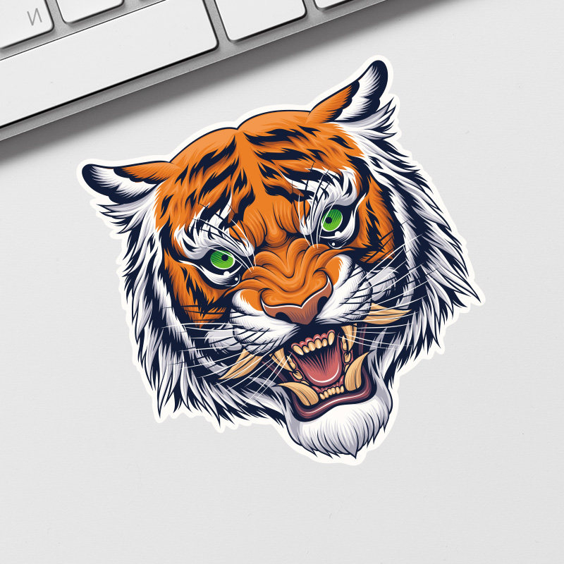 个性老虎虎头卡通贴纸电动摩托车身改装装饰拉花划痕遮挡汽车贴纸
