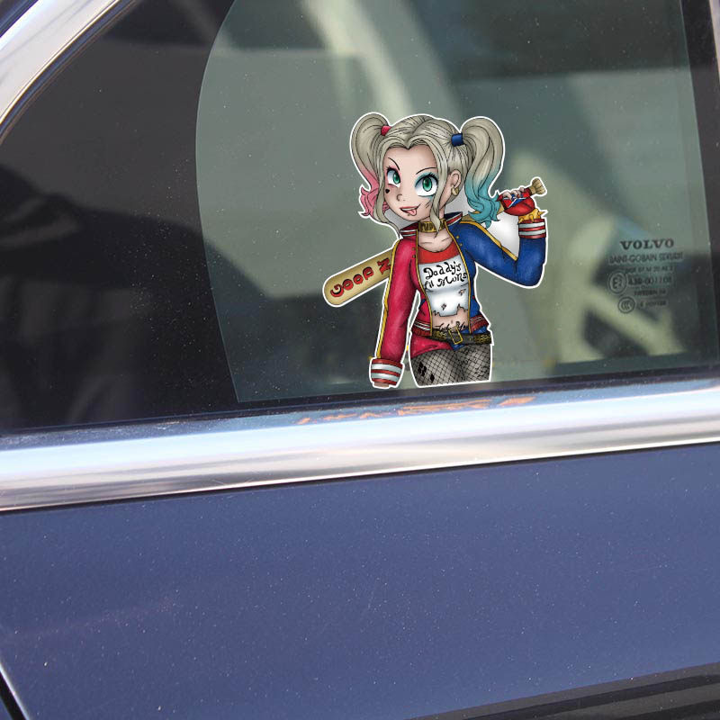 kook反派小丑女哈莉奎因 车贴漫画q版人物摩托电动汽车贴纸