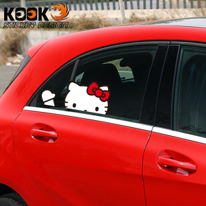 kook卡通可爱猫汽车贴纸 遮划痕贴车窗贴 三角玻璃车身贴