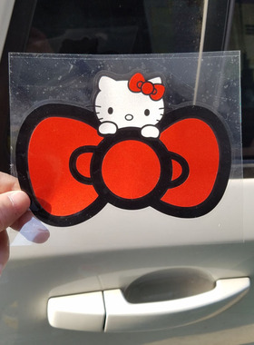 kook 可爱猫猫蝴蝶结汽车贴纸可爱装饰 拉花  车贴划痕 侧门