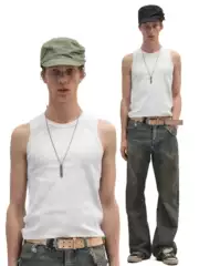 No Faith Studios 26Fw Button Pleated Flat-Top Newsboy Cap Retro Washed Distressed Baseball Cap