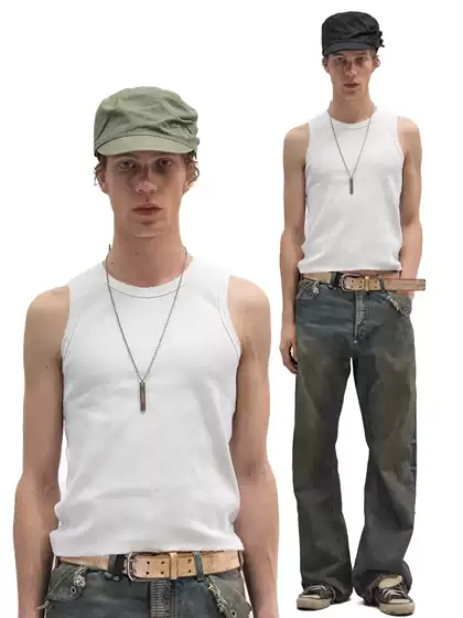 No Faith Studios 26Fw Button Pleated Flat-Top Newsboy Cap Retro Washed Distressed Baseball Cap