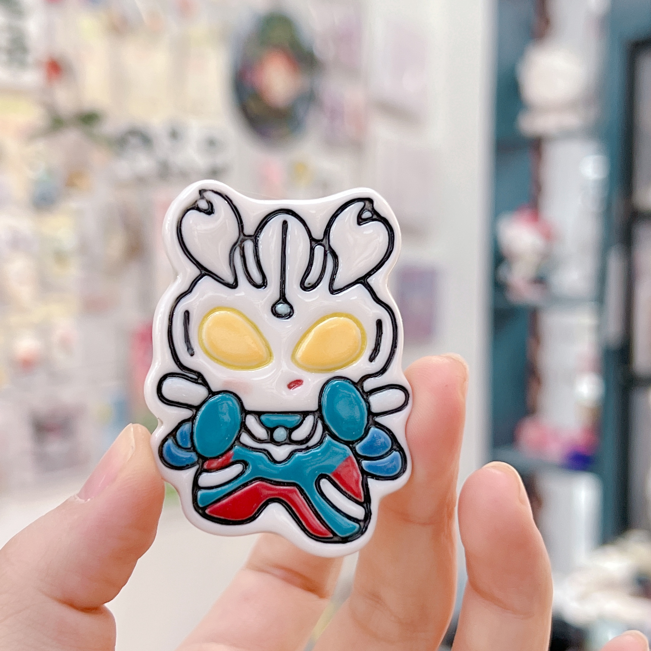 陶瓷釉下彩手绘冰箱贴-奥特曼