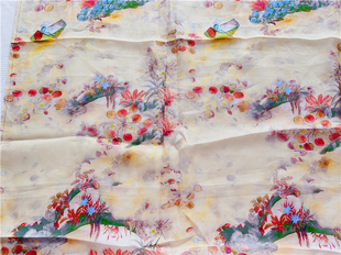 【孤品私藏】水洗纯苎麻布料 梦境船夫桥头 连衣裙旗袍汉服装面料