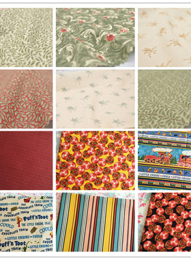 绝版孤品 美国进口全棉布料 MODA Sentiments 火车 拼布/娃衣面料