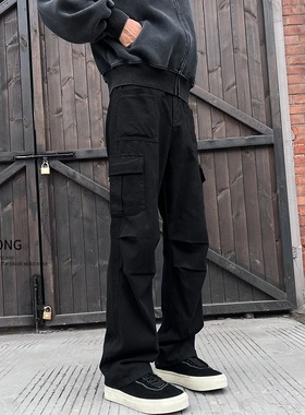 Entong美式复古大码工装裤男大码潮流cleanfit百搭宽松直筒休闲裤