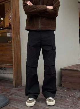 Entong美式街头vibe休闲裤男款多口袋百搭黑色工装裤宽松直筒裤子
