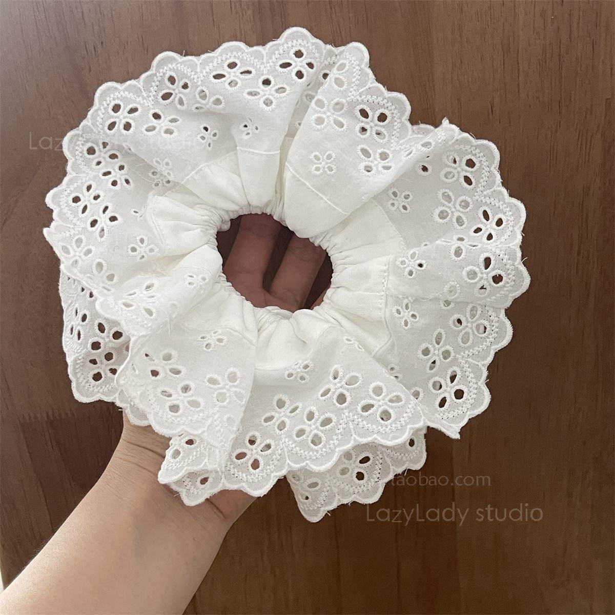 Fever同款白色蕾丝花边发圈