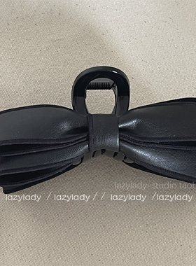 抓的多抓的紧！高级感气质优雅黑色PU皮大号抓夹后脑勺鲨鱼夹女