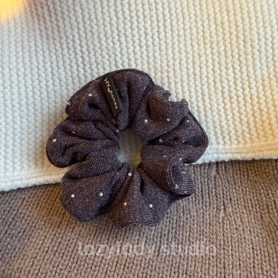 3色！针织 咖底小波点发圈秋冬毛织高弹力复古日常中号发绳肠圈女