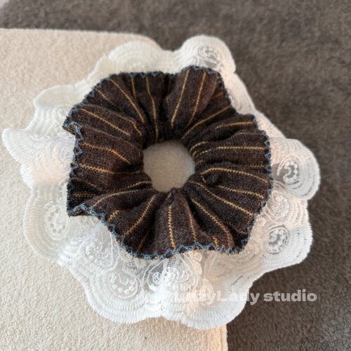 清！原22 氛围感柔软温柔风蕾丝花边条纹大肠发圈甜美头饰发绳